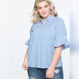 Eloquii Flutter Sleeve Striped Top